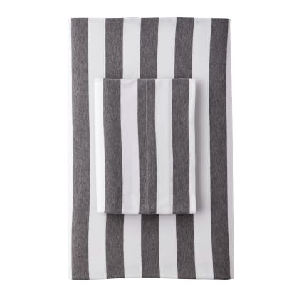 Awning Stripe Space-Dyed Cotton Jersey Flat Sheet