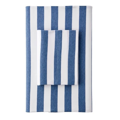 Awning Stripe Space-Dyed Cotton Jersey Fitted Sheet