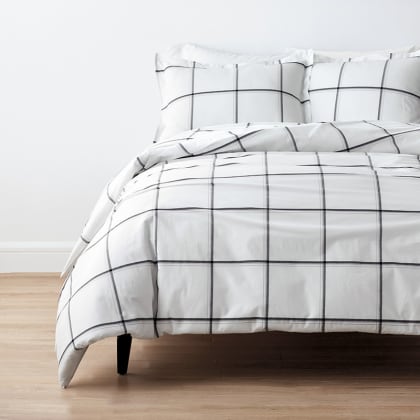 Company Cotton™ Window Pane Plaid Yarn-Dyed Percale Duvet Cover - Black