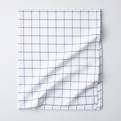 Company Cotton™ Block Plaid Yarn-Dyed Percale Flat Sheet - Navy