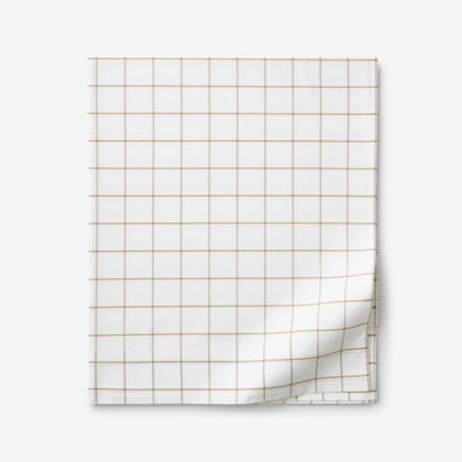 Company Cotton™ Block Plaid Percale Flat Sheet  - Wheat