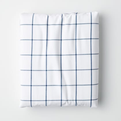 Company Cotton™ Block Plaid Yarn-Dyed Percale Fitted Sheet - Navy