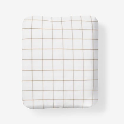 Company Cotton™ Block Plaid Percale Fitted Sheet  - Wheat