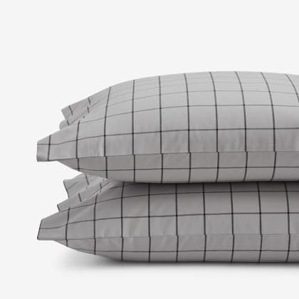 Company Cotton™ Block Plaid Yarn-Dyed Percale Pillowcases - Gray Multi