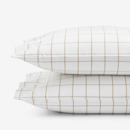 Company Cotton™ Block Plaid Percale Pillowcases  - Wheat