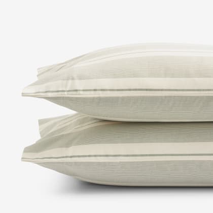 Company Cotton™ Wide Stripe Percale Pillowcases  - Moss Green