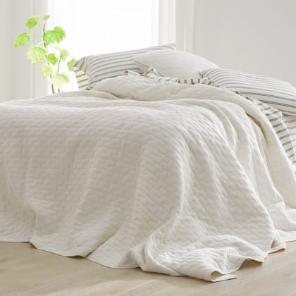 Company Cotton™ Narrow Stripe Yarn-Dyed Percale Flat Sheet - Navy