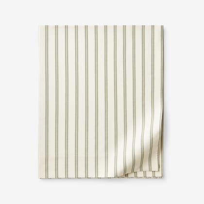Company Cotton™ Narrow Stripe Percale Flat Sheet  - Moss Green
