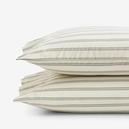 Company Cotton™ Narrow Stripe Percale Pillowcases  - Moss Green