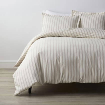 Company Cotton™ Narrow Stripe Yarn-Dyed Percale Duvet Cover - Rose