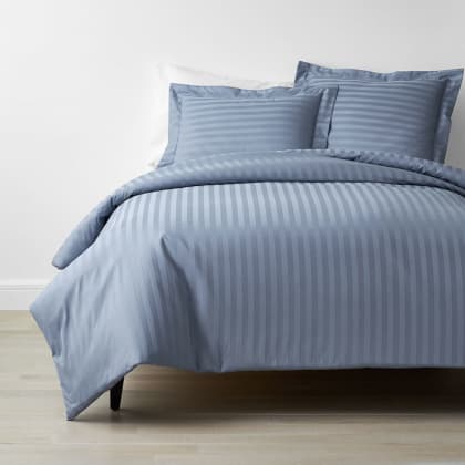 Company Cotton™ Dobby Stripe Wrinkle-Free Sateen Duvet Cover - Infinity Blue