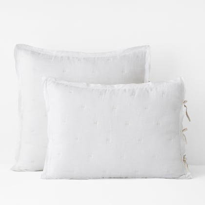 Legends Hotel™ Reversible Relaxed Linen Quilted Sham - White/Parchment