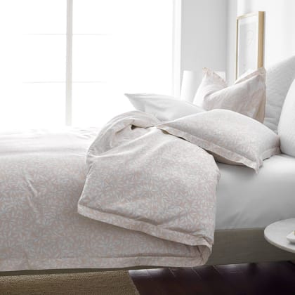 Legends Hotel™ Stencil Leaf Cotton Sateen Pillowcases - Pink Sand