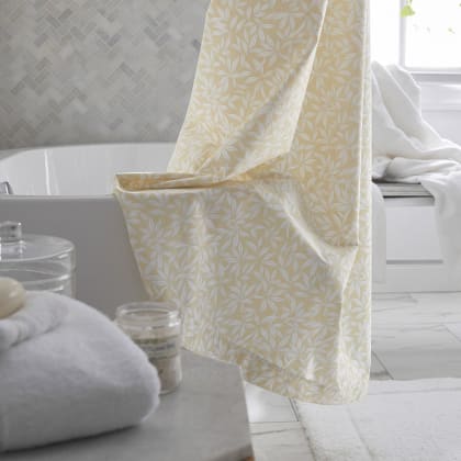 Legends Hotel™ Stencil Leaf Cotton Sateen Shower Curtain - Pale Yellow