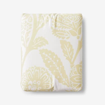 Legends Hotel™ Stencil Damask Cotton Sateen Fitted Sheet - Pale Yellow