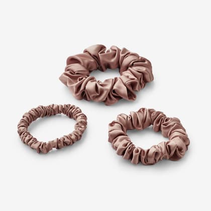 Silk Hair Scrunchies, Set of 3 - Blush