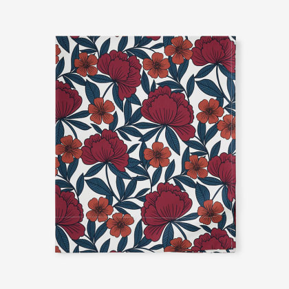 Company Cotton™ Alexandria Floral Wrinkle Free Sateen Flat Sheet - Red