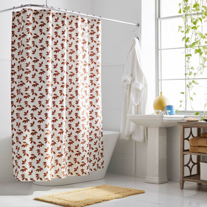 Company Cotton™ Alexandria Leaf Wrinkle Free Sateen Shower Curtain - Orange