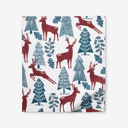 Legends Hotel™ Reindeer Velvet Cotton Flannel Flat Sheet