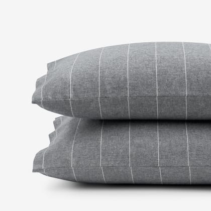 Legends Hotel™ Bromley Stripes Yarn-Dyed Velvet Cotton Flannel Pillowcases - Smoke