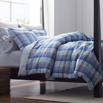 Company Organic Cotton™ Grayson Plaid Yarn-Dyed Percale Duvet Cover