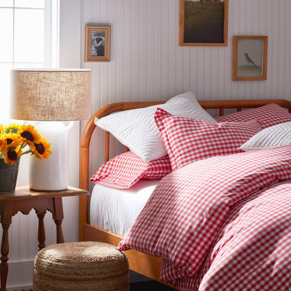 Company Organic Cotton™ Gingham Percale Duvet Cover - Red