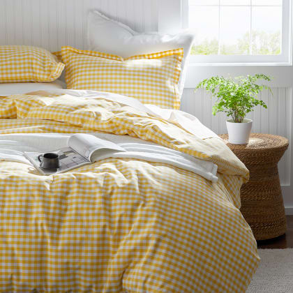 Company Organic Cotton™ Gingham Garment Washed Percale Pillowcases - Yellow
