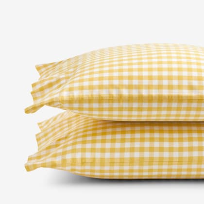 Company Organic Cotton™ Gingham Garment Washed Percale Pillowcases - Yellow
