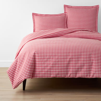 Company Organic Cotton™ Gingham Percale Duvet Cover - Red