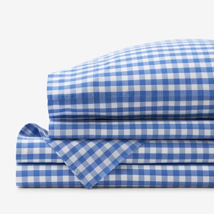 Company Organic Cotton™ Gingham Garment Washed Percale Sheet Set - Blue