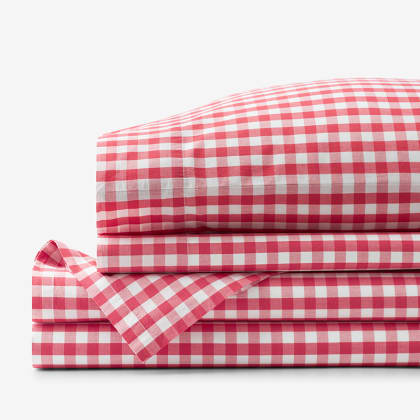 Company Organic Cotton™ Gingham Percale Sheet Set - Red