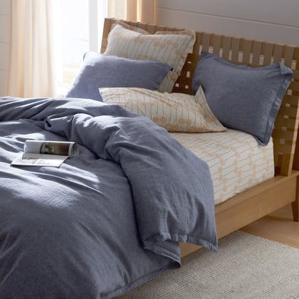 Legends Hotel™ Relaxed Chambray Linen Flat Sheet - Blue