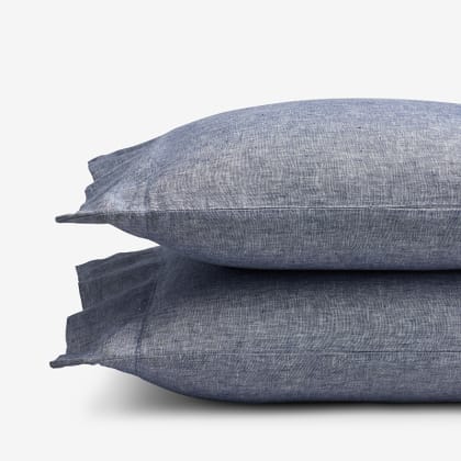 Legends Hotel™ Relaxed Chambray Linen Pillowcases - Blue