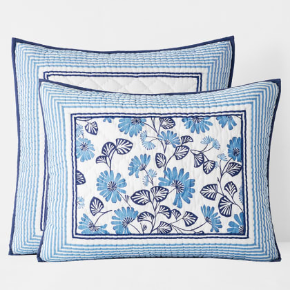 Fan Floral Quilted Sham - Blue Multi
