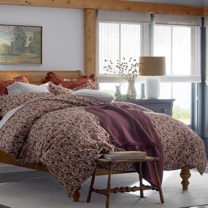 Company Cotton™ Brooke Leaf Percale Comforter - Rust Multi