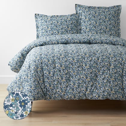 Company Cotton™ Brooke Leaf Percale Comforter - Blue Multi