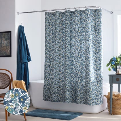 Company Cotton™ Brooke Leaf Percale Shower Curtain - Blue Multi