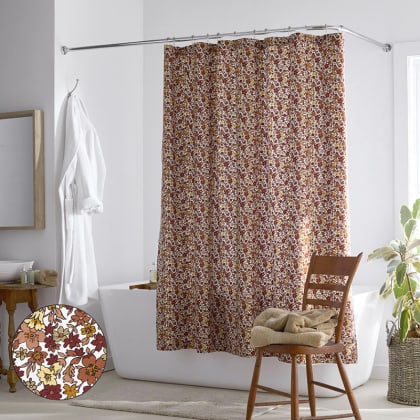 Company Cotton™ Brooke Leaf Percale Shower Curtain - Rust Multi