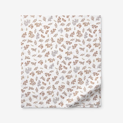 Company Cotton™ Brooke Mini Leaf Percale Flat Sheet - Rust Multi