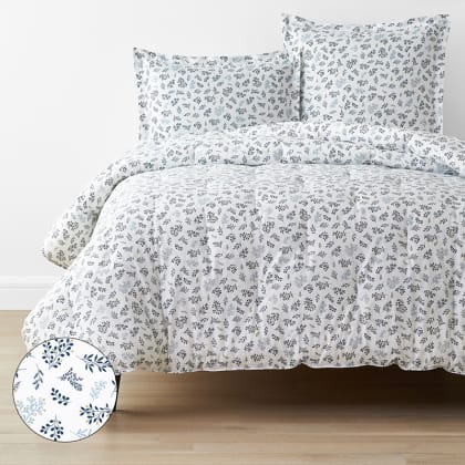 Company Cotton™ Brooke Mini Leaf Percale Comforter - Blue Multi