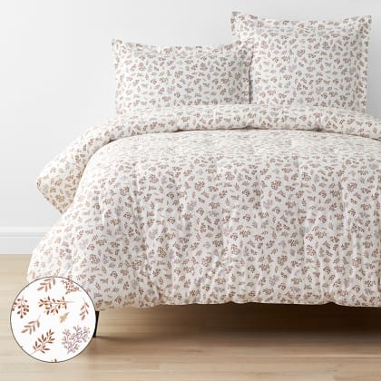 Company Cotton™ Brooke Mini Leaf Percale Comforter - Rust Multi