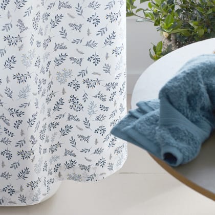 Company Cotton™ Brooke Mini Leaf Percale Shower Curtain - Blue Multi