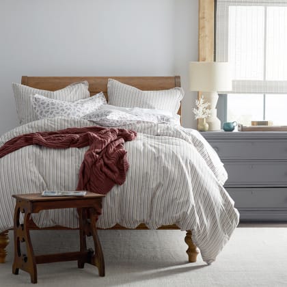 Company Cotton™ Brooke Stripe Percale Comforter - Rust Multi