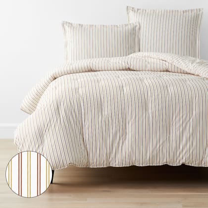 Company Cotton™ Brooke Stripe Percale Comforter - Rust Multi