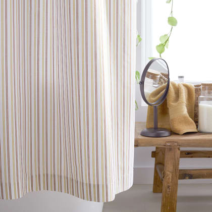 Company Cotton™ Brooke Stripe Percale Shower Curtain - Rust Multi