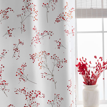 Legends Luxury™ Winter Floral Buds Sateen Shower Curtain  - Red