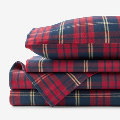 Legends Hotel™ Jared Plaid Velvet Flannel Sheet Set  - Red Multi