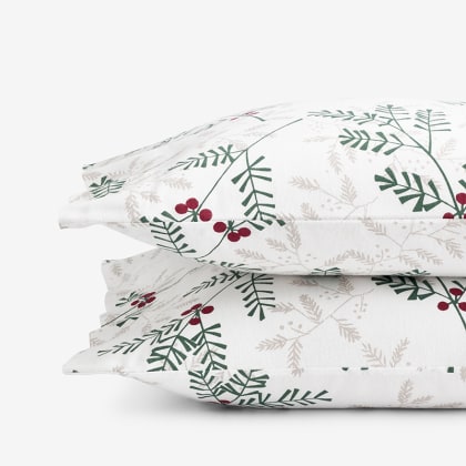 Legends Hotel™ Berry Sprig Velvet Flannel Pillowcases  - Green Multi