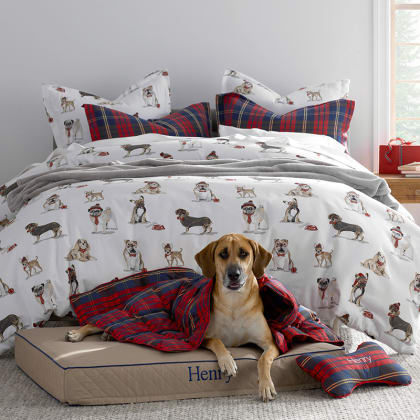 Legends Hotel™ Stylish Dogs Velvet Flannel Fitted Sheet  - Multi
