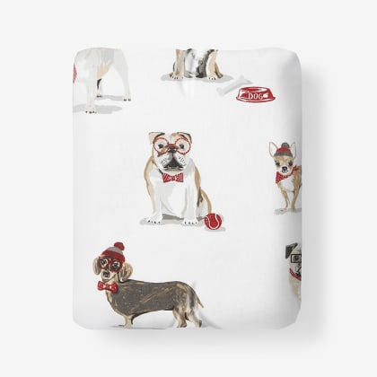 Legends Hotel™ Stylish Dogs Velvet Flannel Fitted Sheet  - Multi